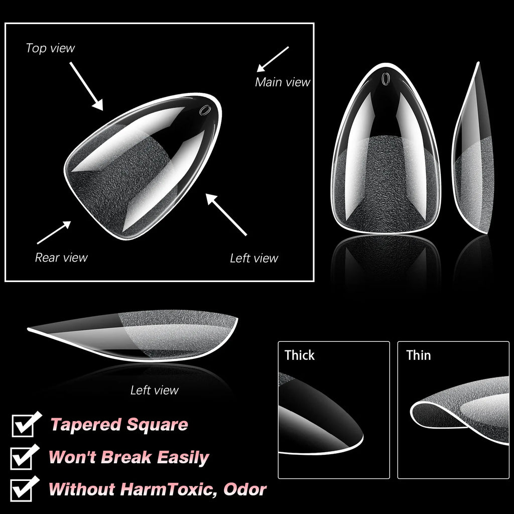 360Pcs/1box Nail Tips with Short Almond and Short Square Soft Gel Nail Tips Full Cover False Nail Tips for Acrylic Nails Salon
