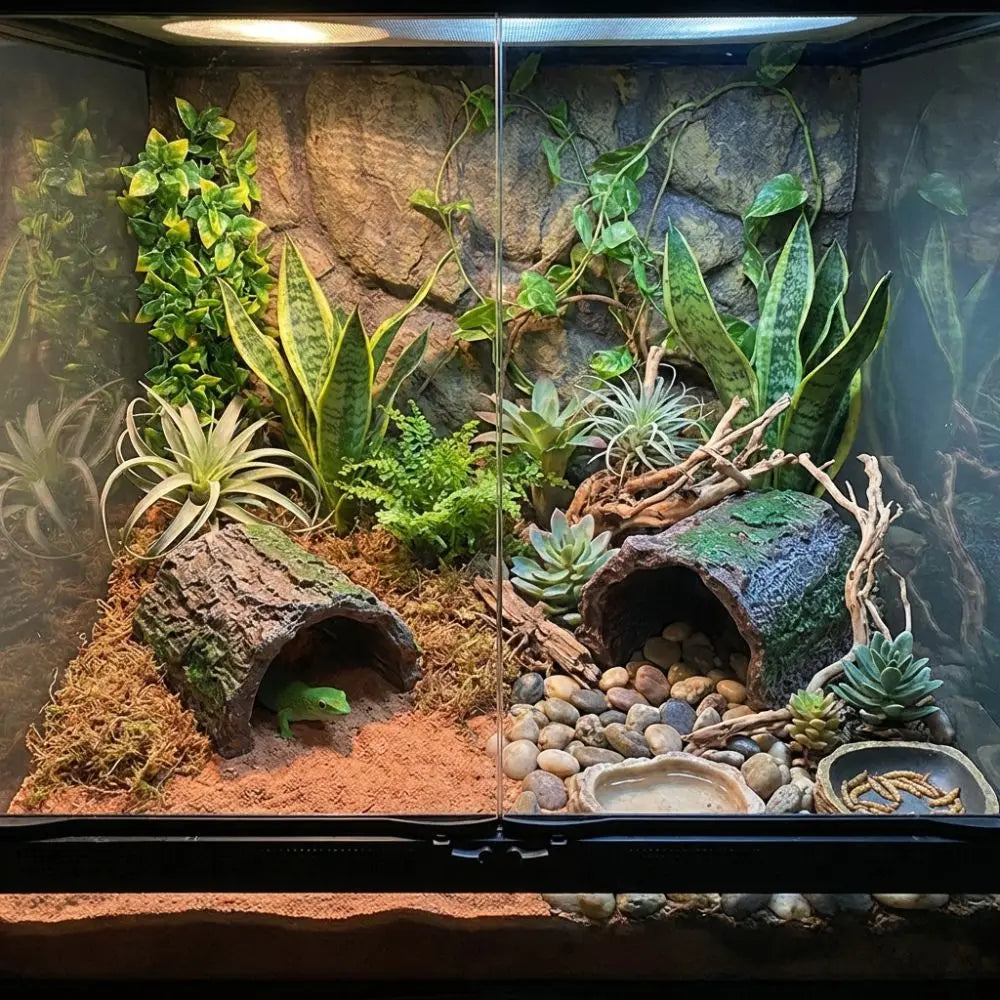 Simulation Reptile Hideout Hollow Escape Cave Lizard Hideaway Shelter PVC Bark Texture Turtle Tank Ornaments Pet Breeding