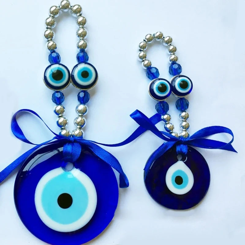 Turkish Blue Evil Eye Beads Charms Pendants Handmade Crafts Wall Hanging Ornament Car Amulet Home Protection Decor