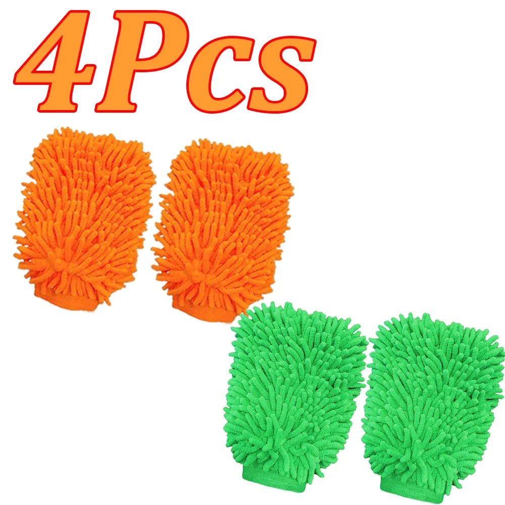 1-10Pcs Double Sided Chenille Auto Gloves Microfiber Cleaning Gloves Cleaning Windows Car Wash Kit for Cleaning Cars, Trucks