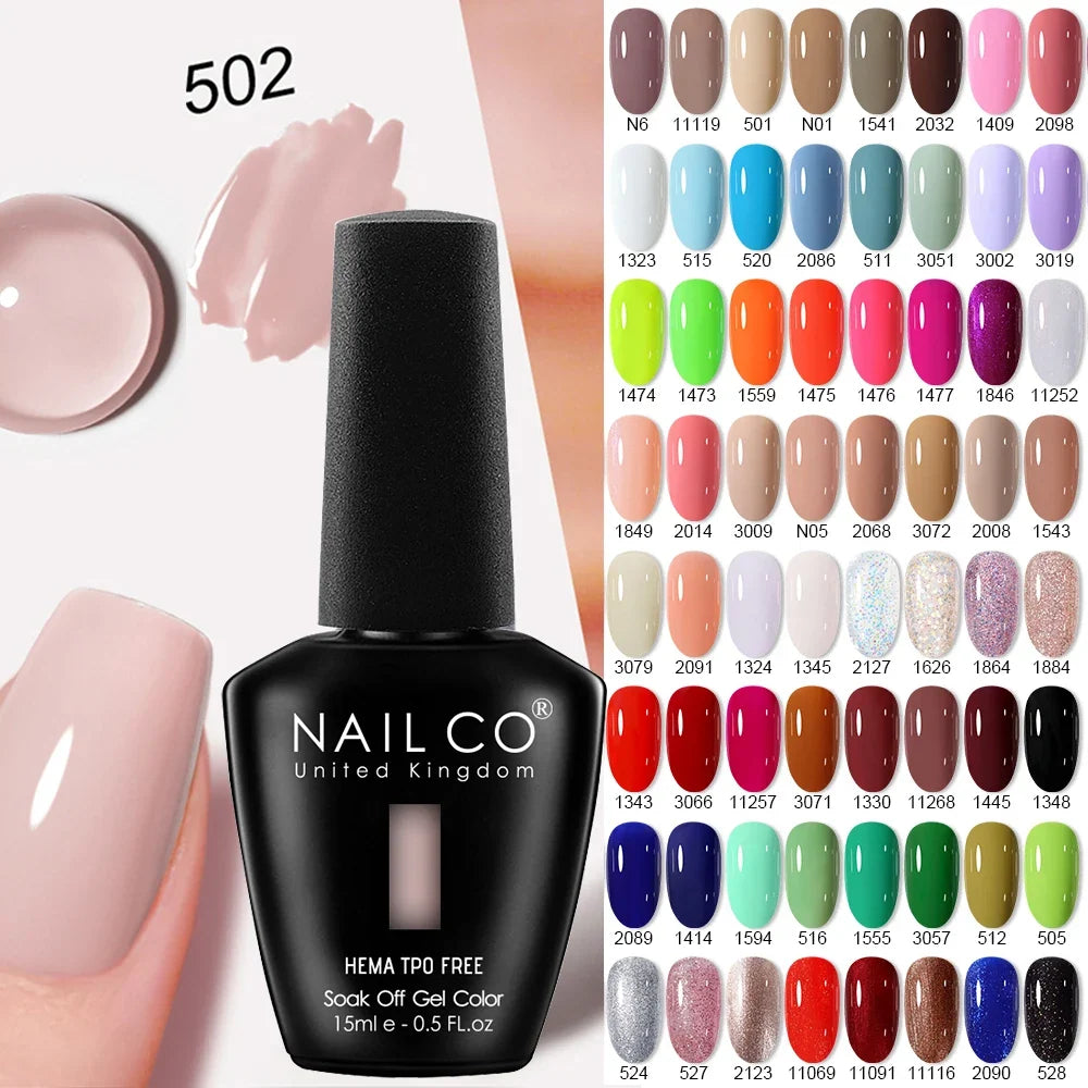 NAILCO 15ml Colors Gel Nail Polish Art Natural Resin Semi Permanent Soak Off UV Nail Varnish Gel Ongle UV Nails Product TPO Free