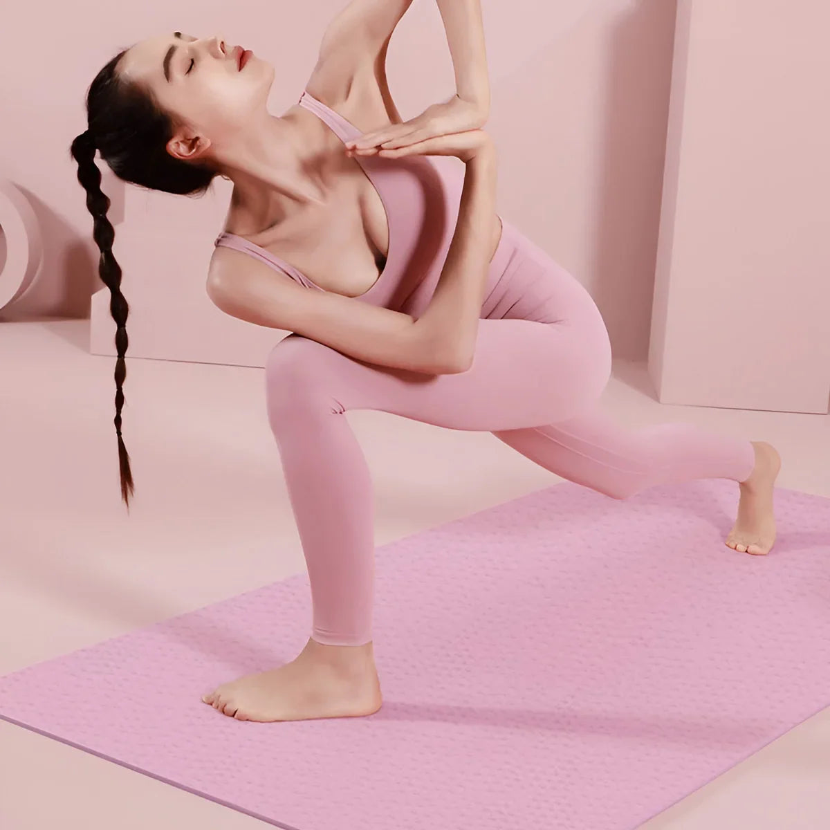 Pink Foldable Yoga Mat Eco Friendly EVA Folding Travel Fitness Exercise Mat 3/4/6mm Thicknesses for Yoga Pilates Workouts