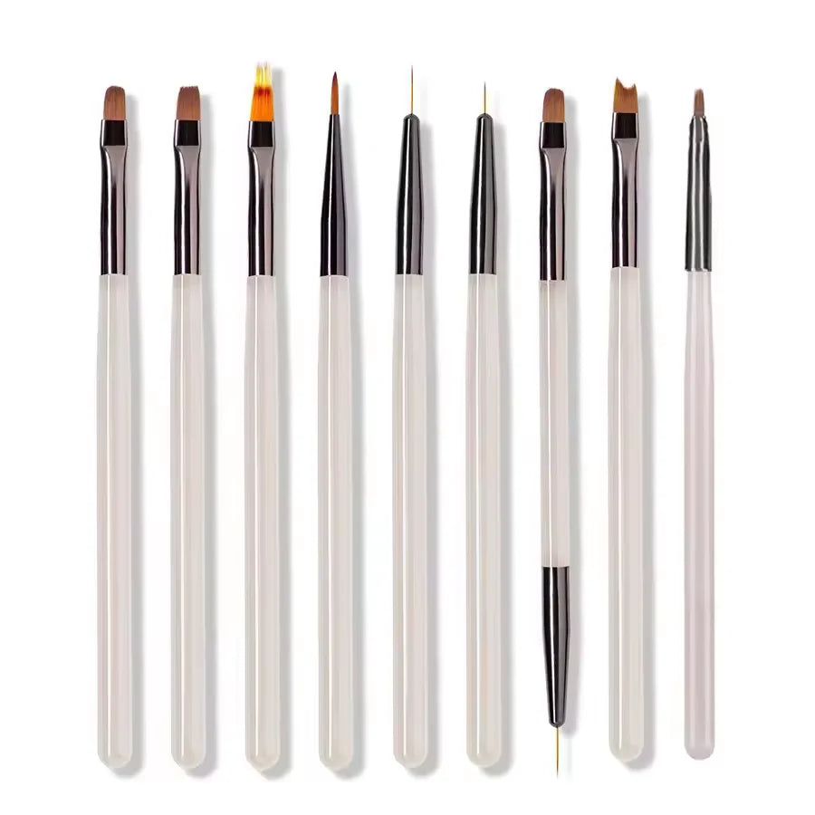 9 Pack Gray Nail Art Brushes Set Nail Art Tools Suitable for Gel Nail Polish And Nail Art Designs Perfect for Home DIY