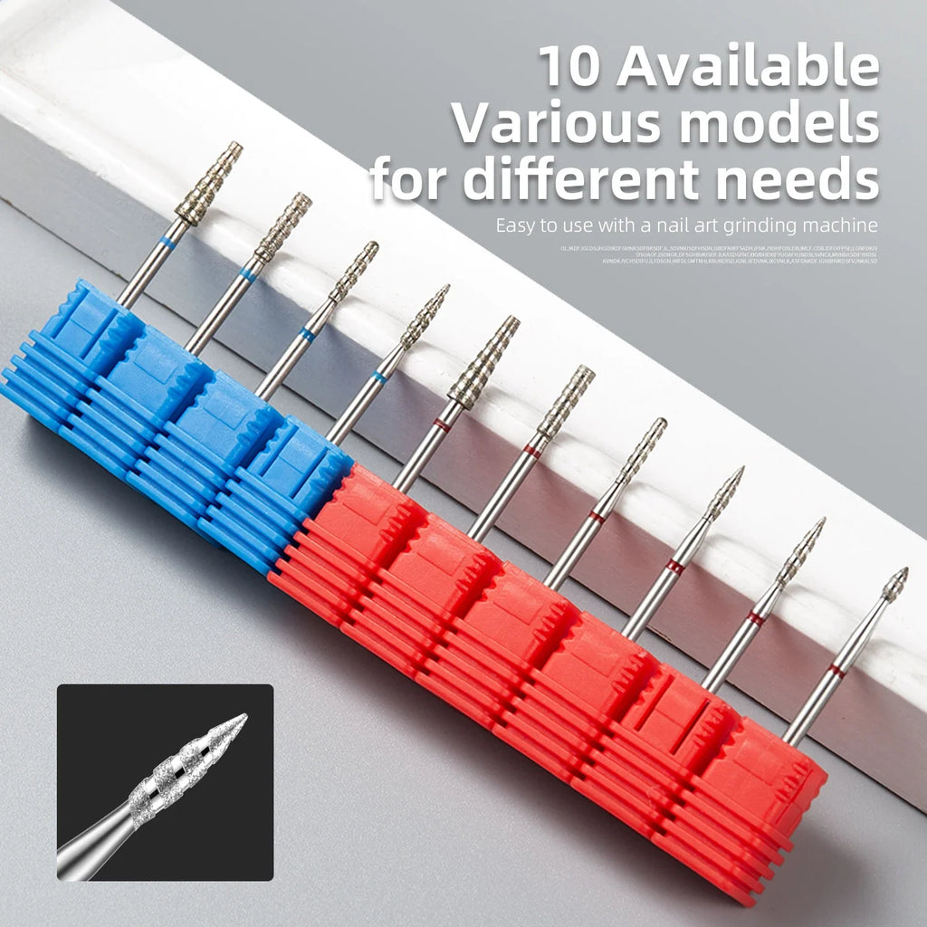 Tornado Diamond Nail Drill Bits Spiral Drill Milling Cutter For Manicure Electric Machine Accessory Nail File Gel Remover Tool