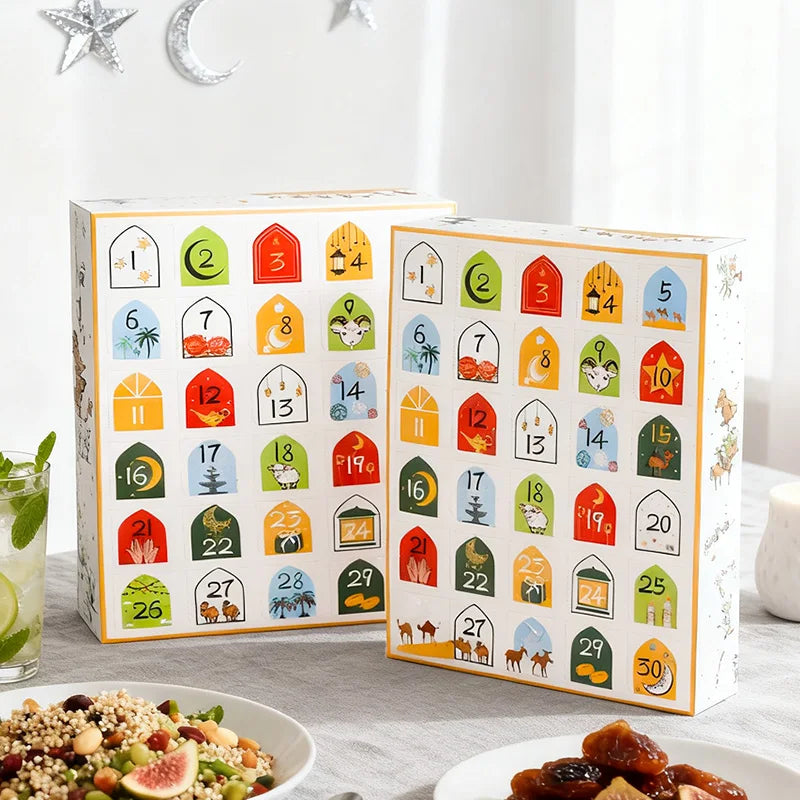 1-10Pcs Eid Countdown Advent Calendar Gift Box DIY Assembled Ramadan Mubarak 30Days Digital Storage Case Empty Surprise Gift Box