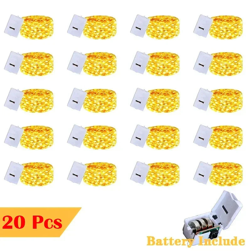 20 Pack String Fairy Lights 30Led 3M Silver Copper Wire Battery Powered Decorations Lights For Wedding Party Christmas Decor