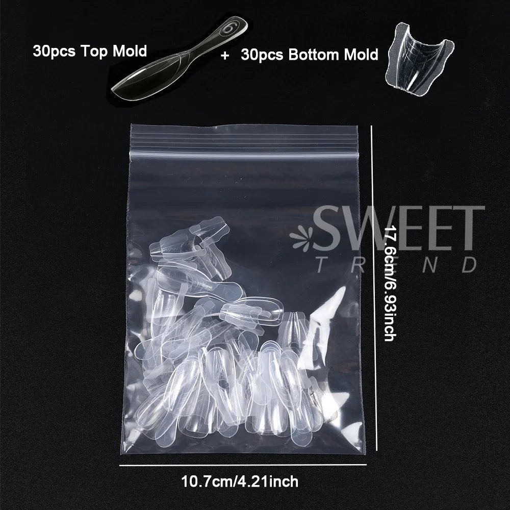 SWEET TREND-Sandwich Dual Nail Forms 15 Size 60pcs Oval Extension Dual Form Top/Bottom Nail Forms DIY Manicure Extensions Tool