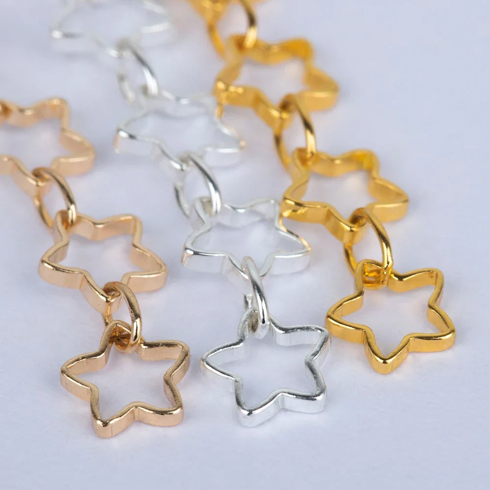 1Meter 5mm Hollow Star Copper Chains Link Handmade DIY Necklace Bracelet Anklets Jewelry Making Supplies