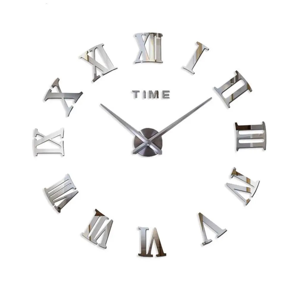 1PC 3D Roman Numerals Mirror Surface Wall Sticker Wall Clock Acrylic Sticker For Office Home Decor