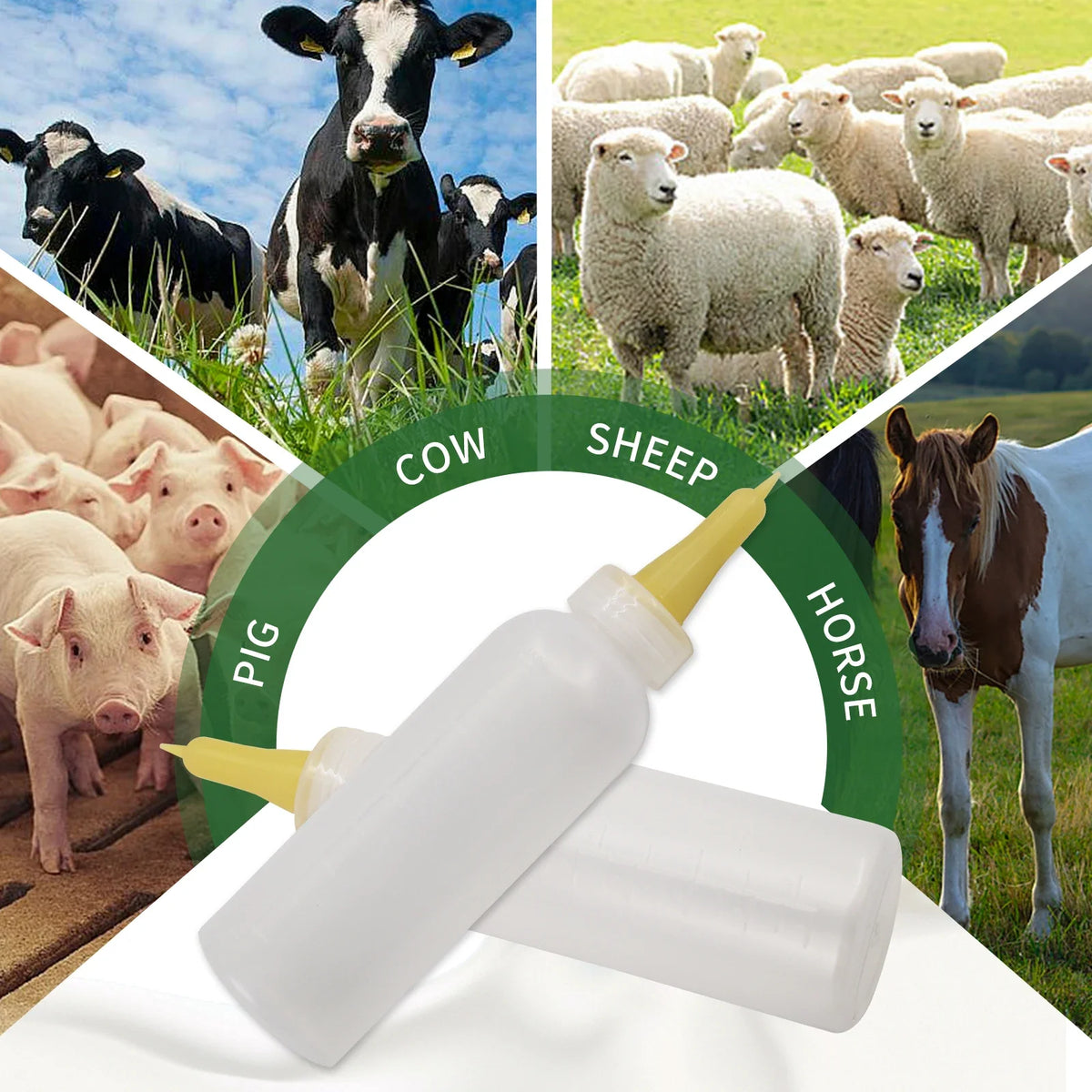 1/2/5PCS 450ML Lamb Milk Bottle Feeding Bottle Small Animals Lamb Nursing Bottles With Soft Nipple for Lamb Calf Bull Cow