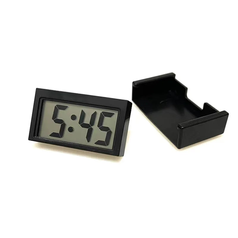 Mini Digital Clock for Car Dashboard, Battery Operated & Clear LCD Screen Time Display, Small Digital Clock
