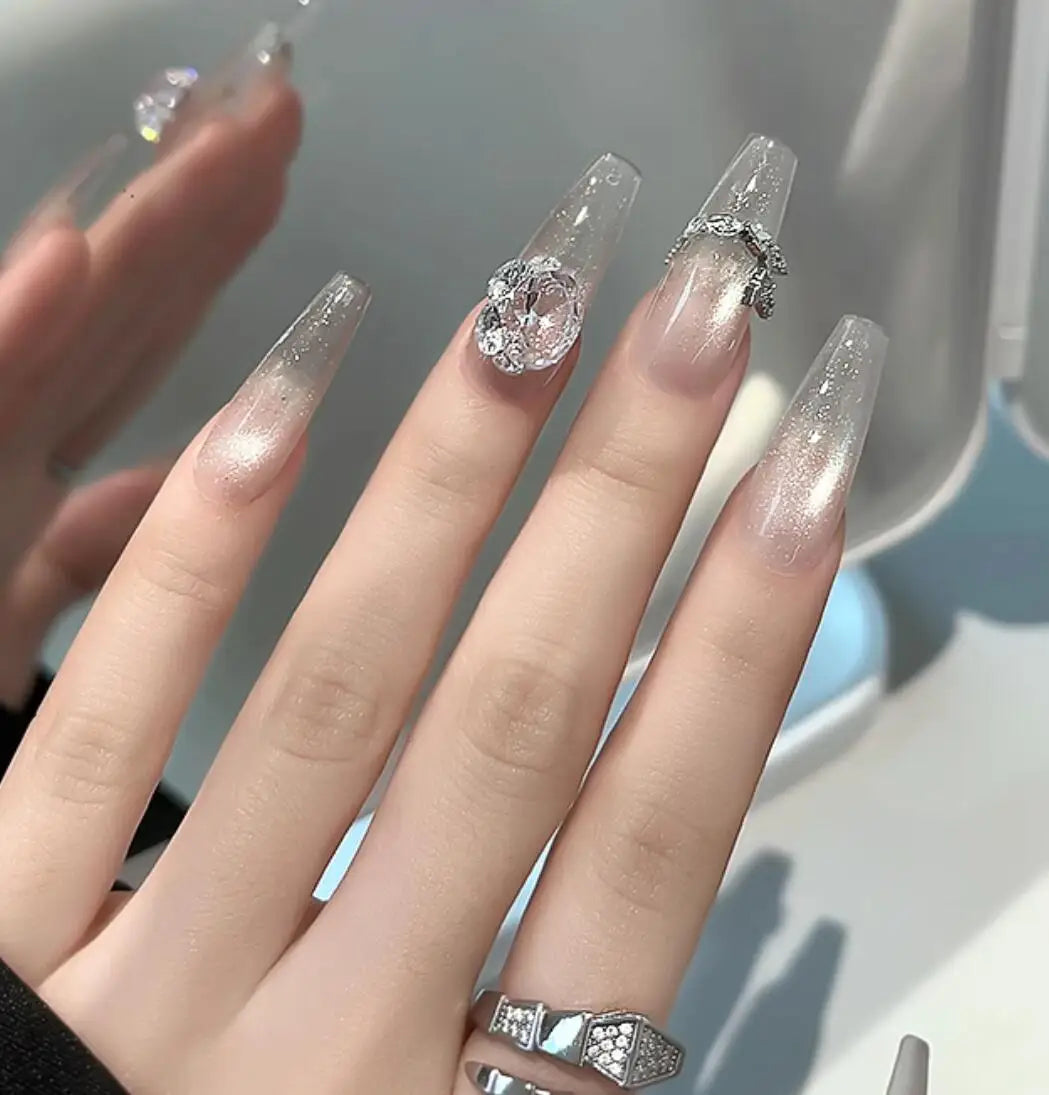 10pcs/bag Large Eggs Clear Zircon Nail Rhinestones Big/Small Square Oval Transparent Nail Art Charms Sparkle Manicure Decoration