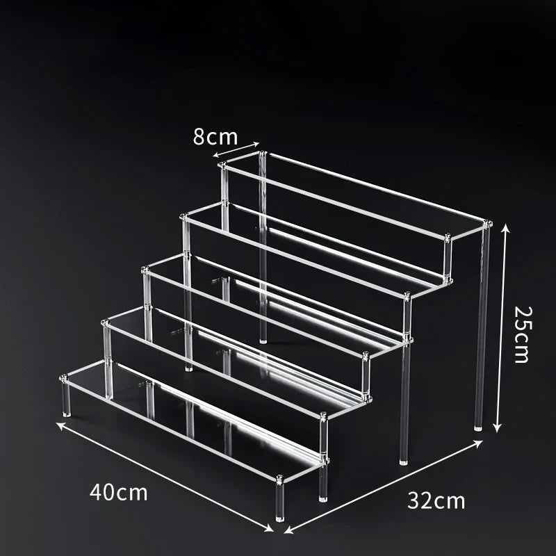 1-5 Tier Acrylic Display Risers Clear Shelf Doll Clay Figurine Display Stand for Desserts Perfume Organizer Showcase W-10