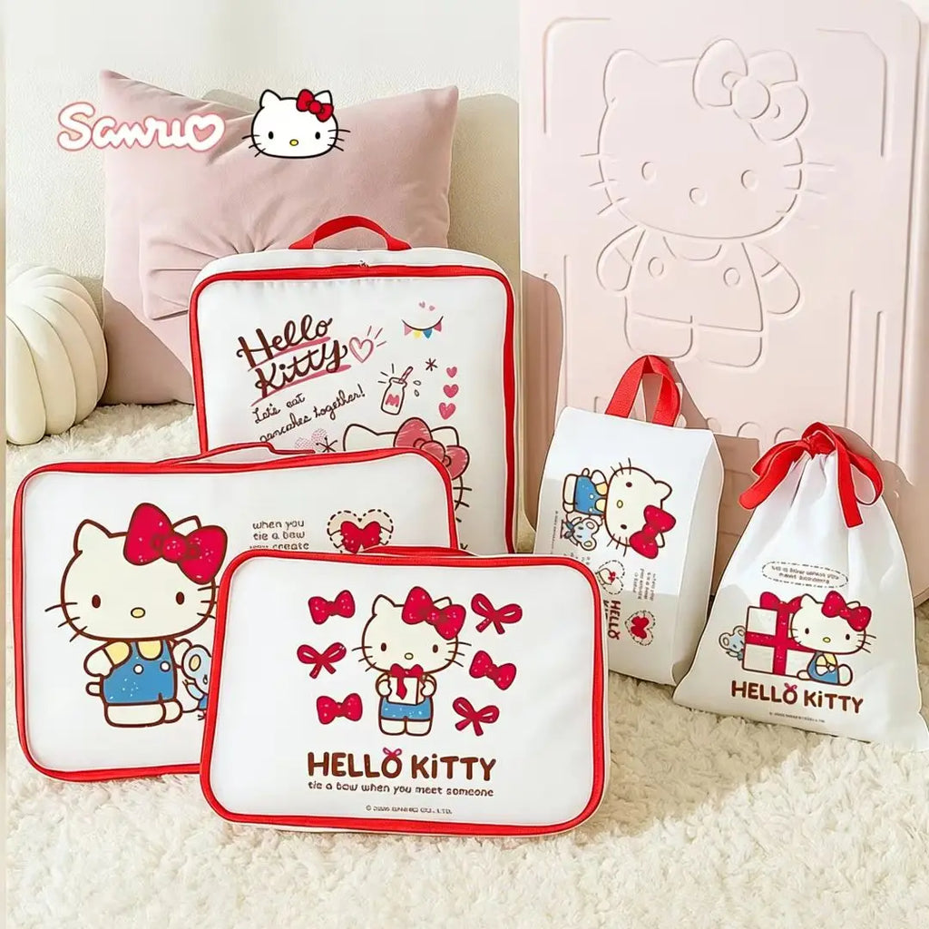 Hello Kitty Travel Storage Bag Luggage Compression Combination Classification Multi functional Travel Dustproof Storage Bag