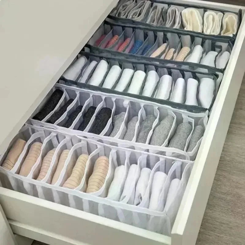 1PC- Closet Organizer for Socks Home Separated Underwear Storage Box 7/9/11 Grids Jeans Bra Organizer Foldable Drawer Organizer