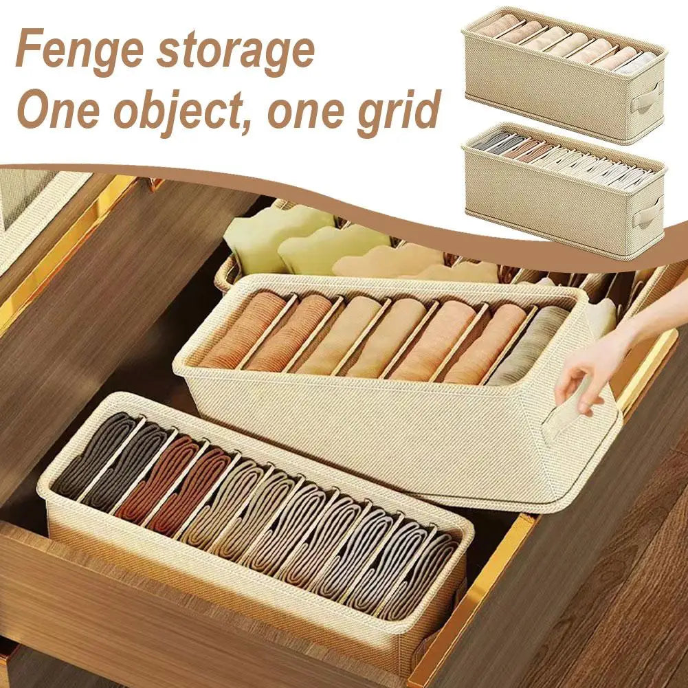 6/7 Grids Drawer Organizer Bras Underwear Socks Storage Box Cabinet Storage Organizer Box Fabric Home Dormitory Storage Supplies