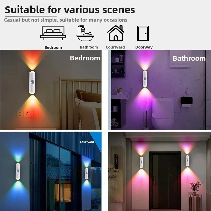LED Motion Sensor Night Light, USB-C Rechargeable Adjustable Wall Light, Wireless Stick-On Lamp for Bedroom Hallway Closet
