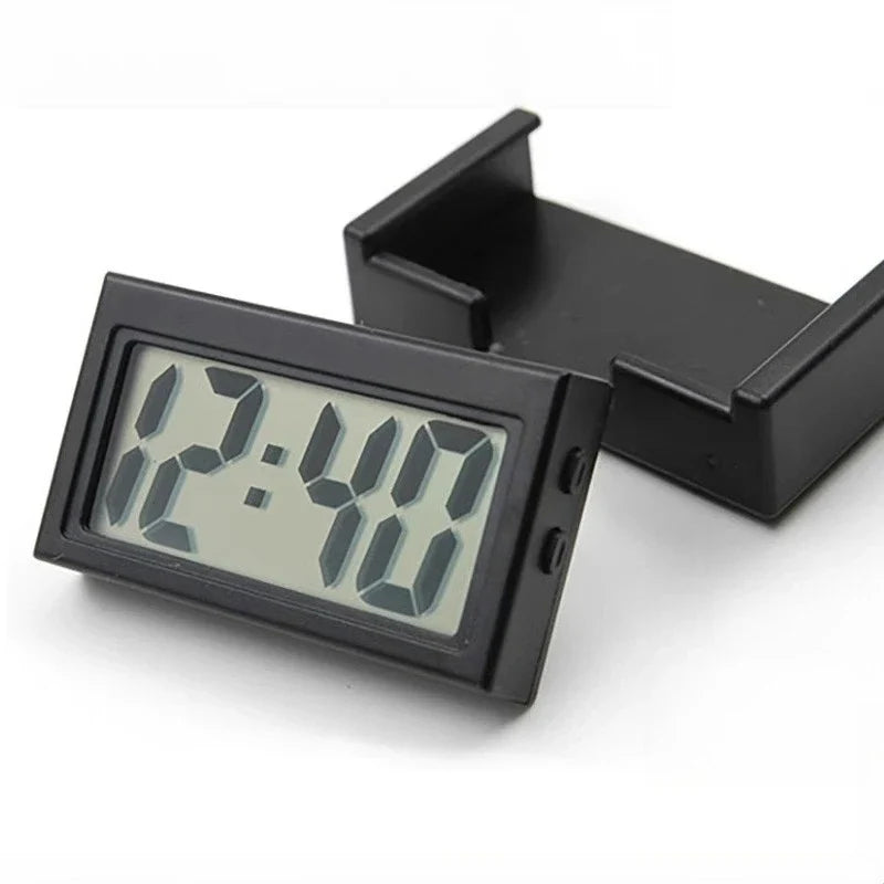 Mini Digital Clock for Car Dashboard, Battery Operated & Clear LCD Screen Time Display, Small Digital Clock