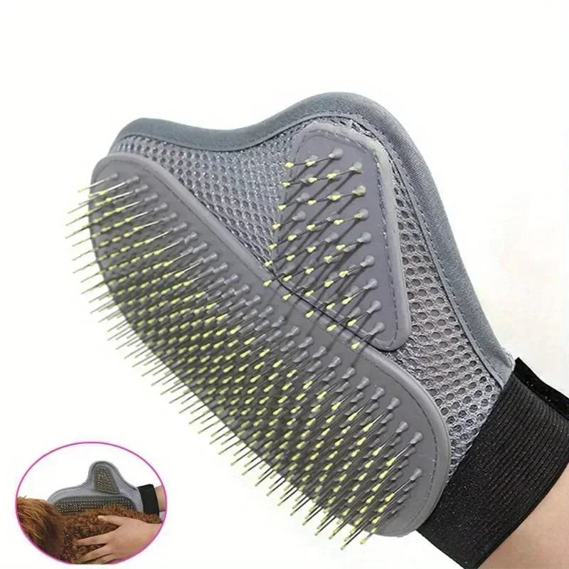 Gentle Deshedding Pet Grooming Glove - Efficient Dog & Cat Hair Removal Brush with Massage Tips