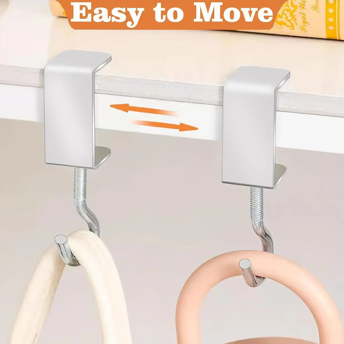 Versatile Adjustable Bag Hook Scratch-Proof Mounting System for Walls Desks Ideal for Student Organization with 360° Rotation