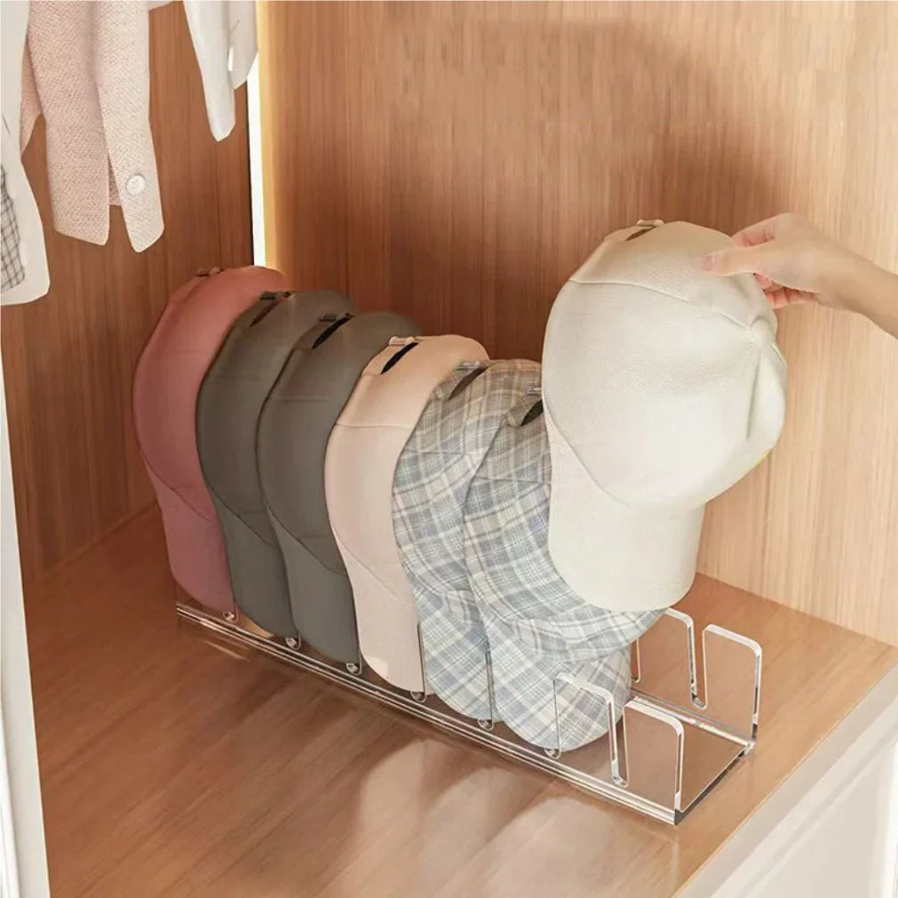 Hat Stand for Baseball Caps No Install Acrylic Hat Organizer for 7 Baseball Caps Hat Racks for Baseball Caps Display Organizer