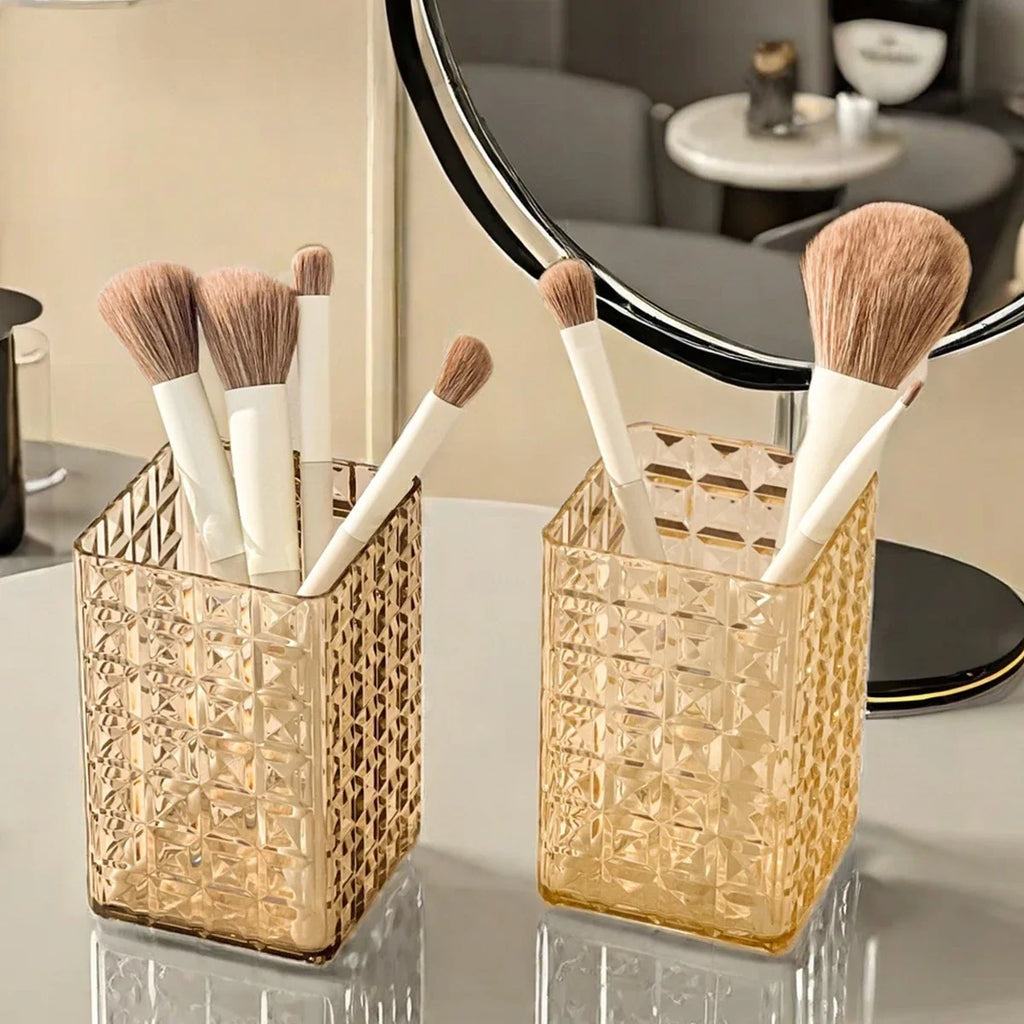 WORTHBUY Transparent Makeup Brush Holder Plastic Cosmetic Storage Box Desk Lipstick Eyeliner Makeup Organizer Display Rack