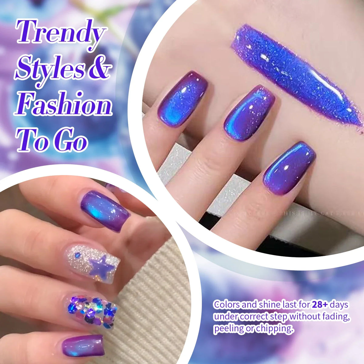 BORN PRETTY 1/2PCS Blueberry Cat Magnetic Gel Polish Passion Fruit Pink Bubble Soak Off UV LED Long-Lasting Nail Art Varnish