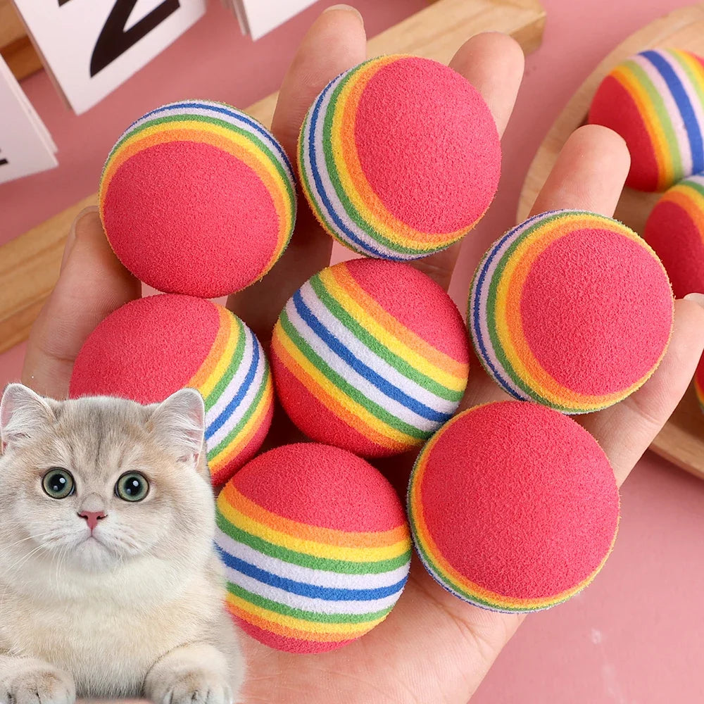 50/10PCS Pet Toy Balls Interactive Rainbow EVA Balls Cat Dog Training Toys Soft Automatic Jumping Balls Pet Playing Supplies