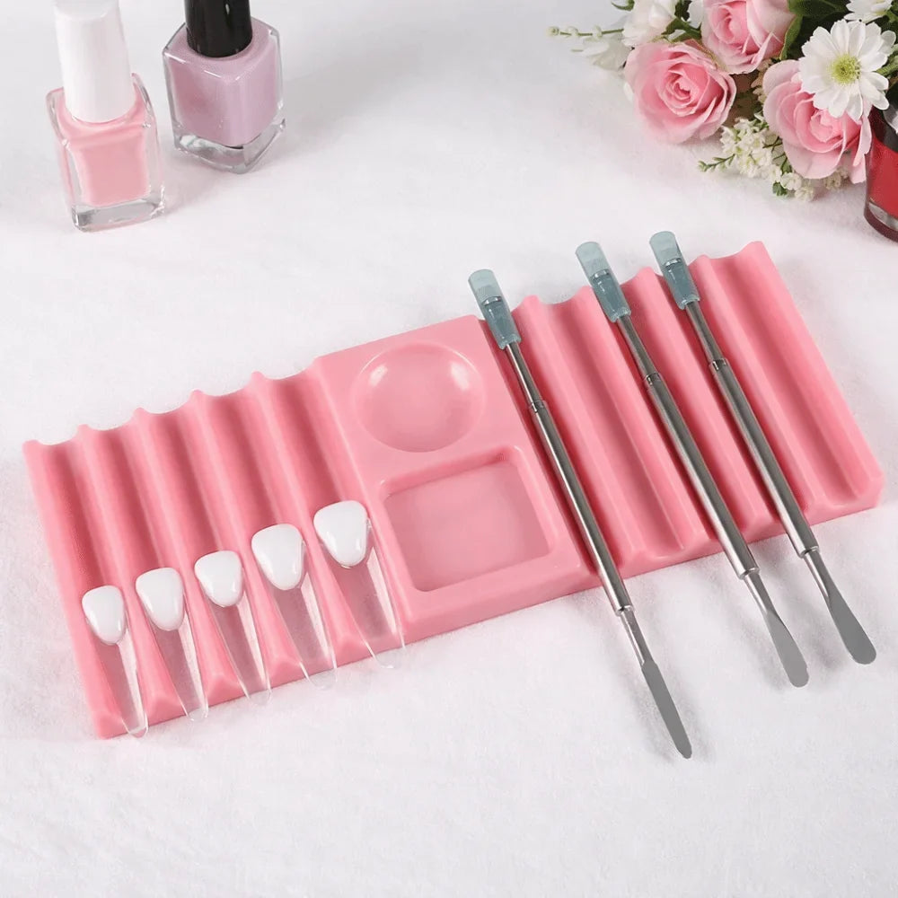 Multi-purpose Dual Form Holder 10-Compartment with Color Palette Nail Art Tools Holder Plastic Pen Stand for Nail Art Painting