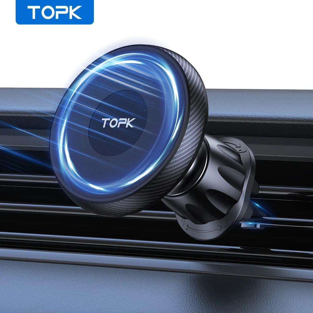 TOPK MagSafe Car Phone Holder,Magnetic Car Phone Mount,Air Vent Cell Phone Holder Car for iPhone 15 14 13 Pro Plus Mag Safe Case