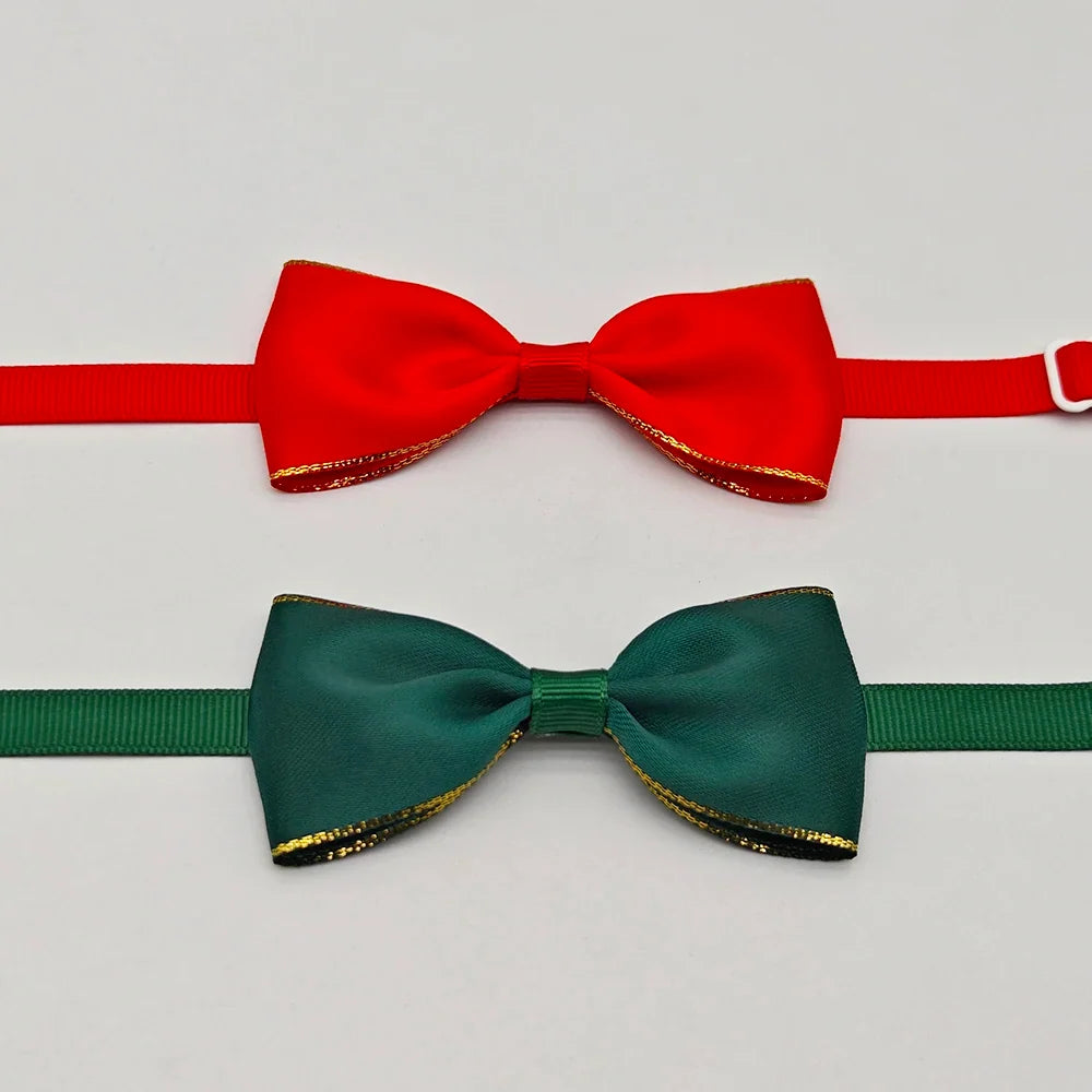 10pcs Pet Christmas Bow Tie Adjustable Xmas Dog Cat Bowtie Collar Accessories For Small Dog Cat Festival Party Decoration Gift