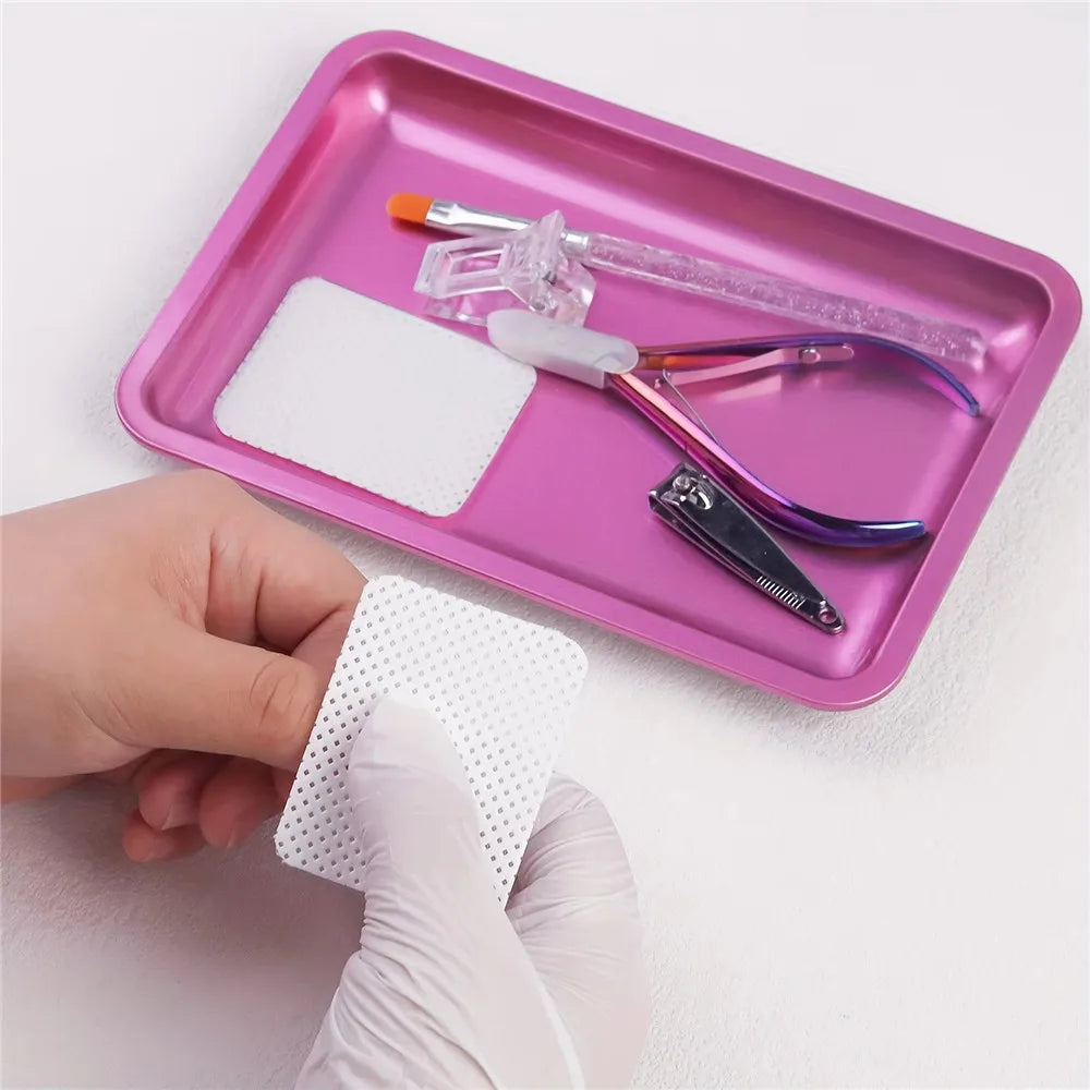 1PC Nail Tray Stainless Steel Cosmetic Storage Tray Nail Art Nail Polish Storage Nail Art Desktop False Nails Dish Tools
