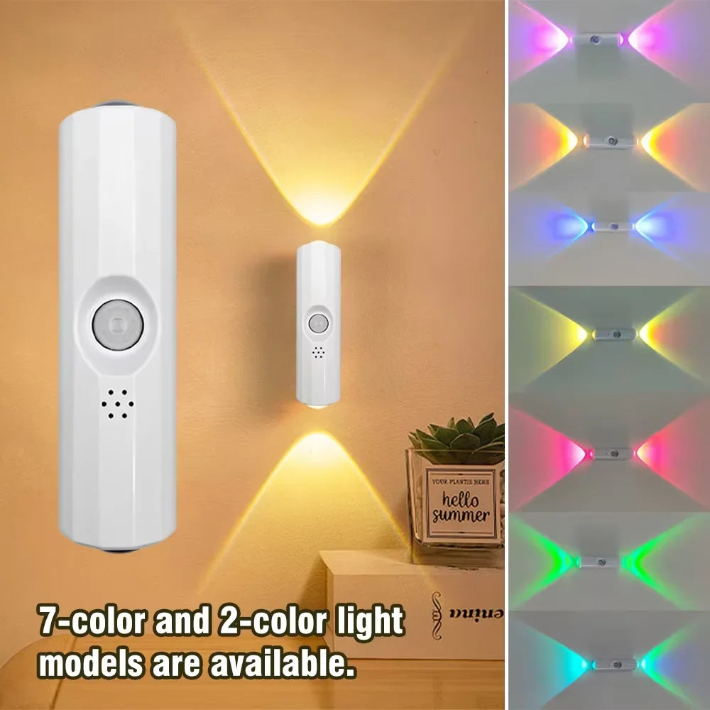 LED Motion Sensor Night Light, USB-C Rechargeable Adjustable Wall Light, Wireless Stick-On Lamp for Bedroom Hallway Closet
