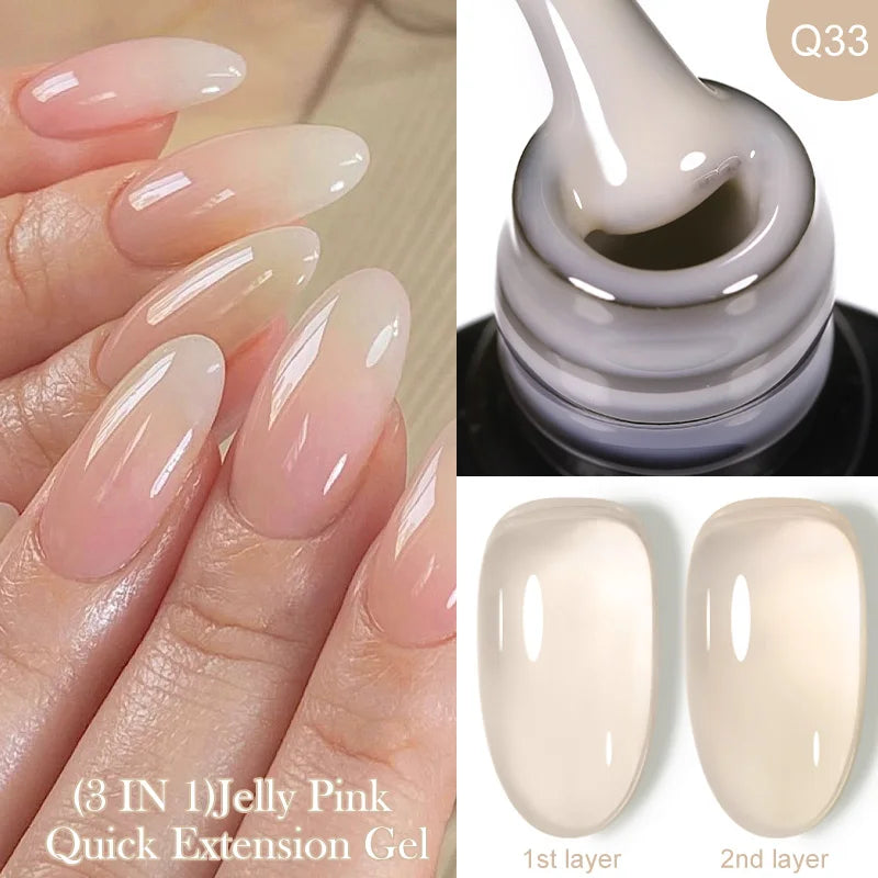 LILYCUTE 7ML Jelly Nude Pink Quick Extension Gel Nail Polish Transparent  Finger Prolong Long Lasting Construction Gel Varnish