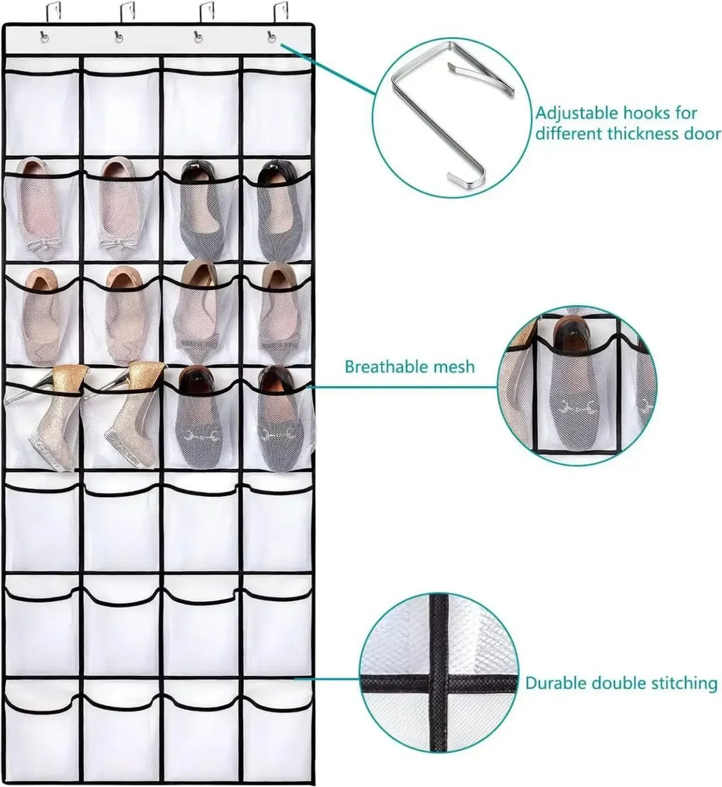 14/24/40 Grids Over The Door Shoe Rack  Mesh Pockets Hanging Shoe Organizer For Closet Hanging Shoe Rack Holder
