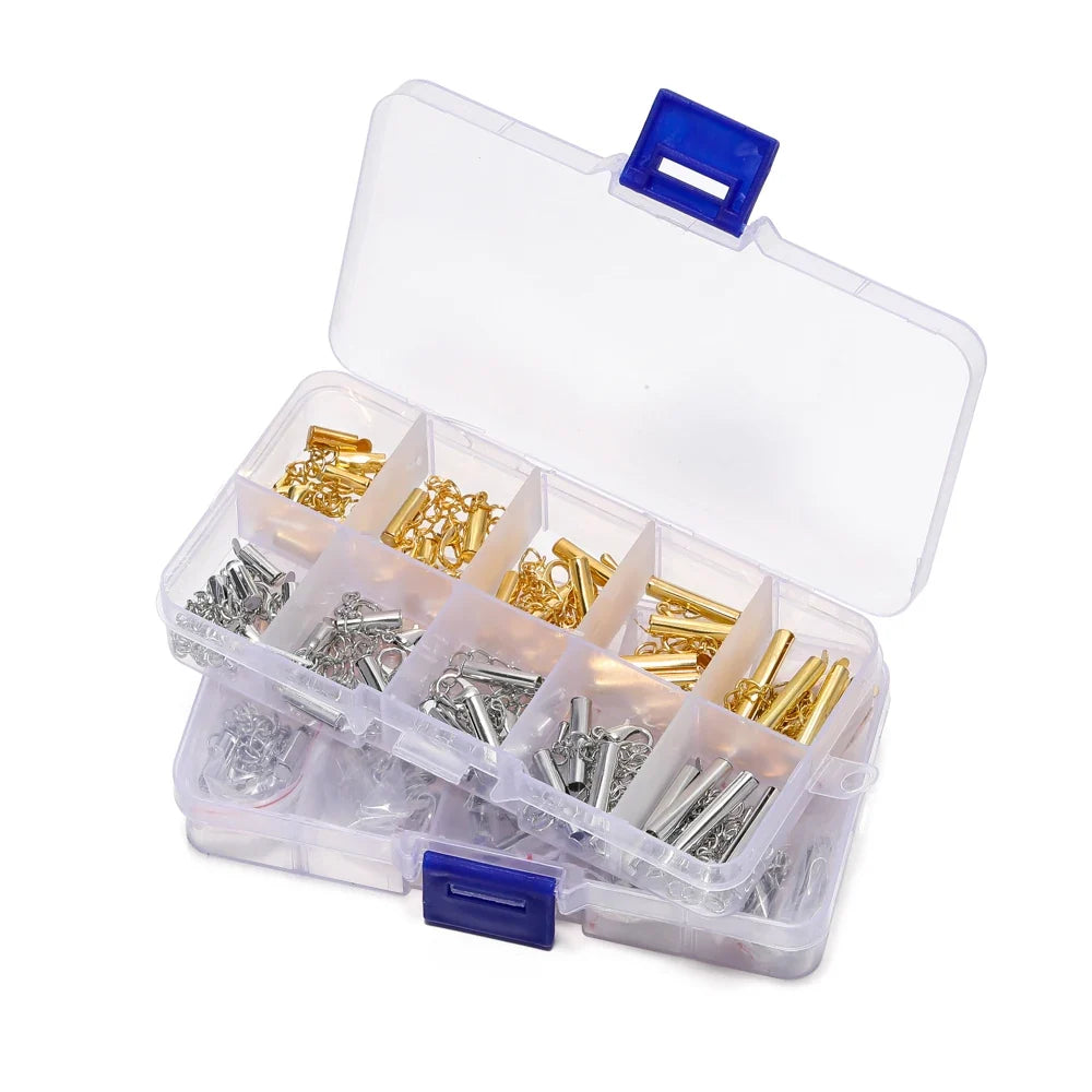 20Sets/Box 10-25mm Lobster Clasps Hooks Bracelet End Connector Slider Clasp Extending Chain Kits for DIY Jewelry Making Supplies