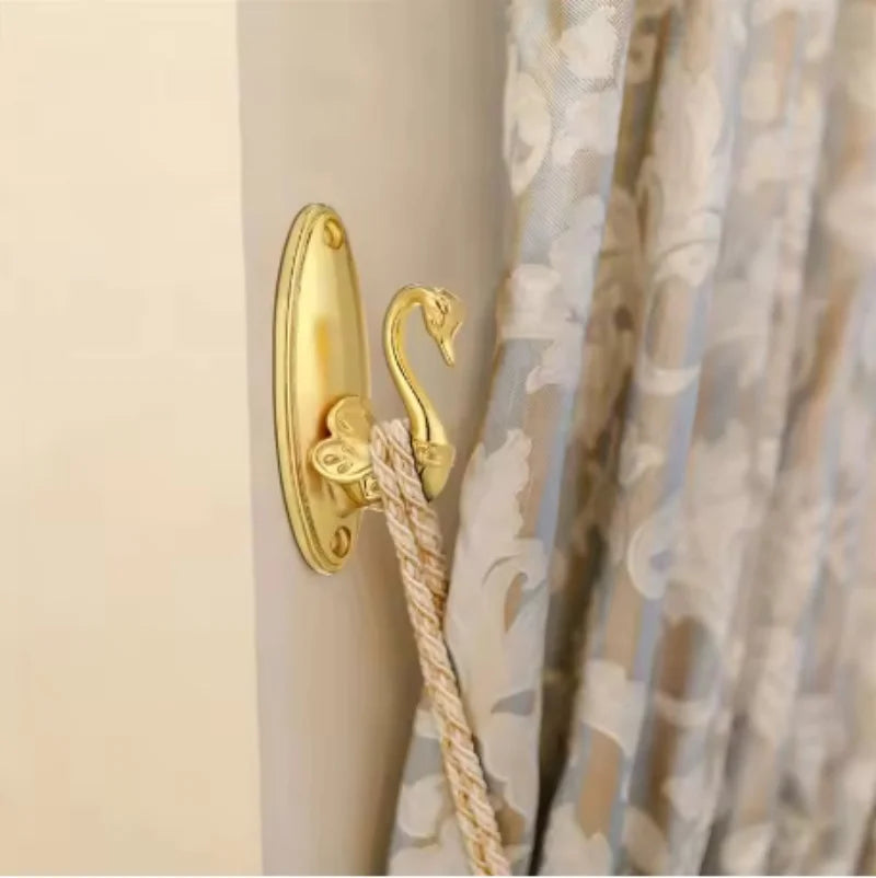 Retro European style curtain tie hooks retro swan gold hooks hangers storage racks brackets home accessories 2PCS
