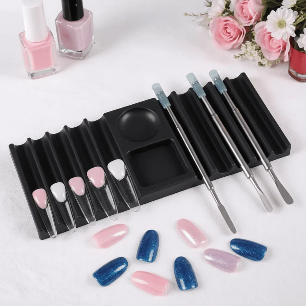 Multi-purpose Dual Form Holder 10-Compartment with Color Palette Nail Art Tools Holder Plastic Pen Stand for Nail Art Painting
