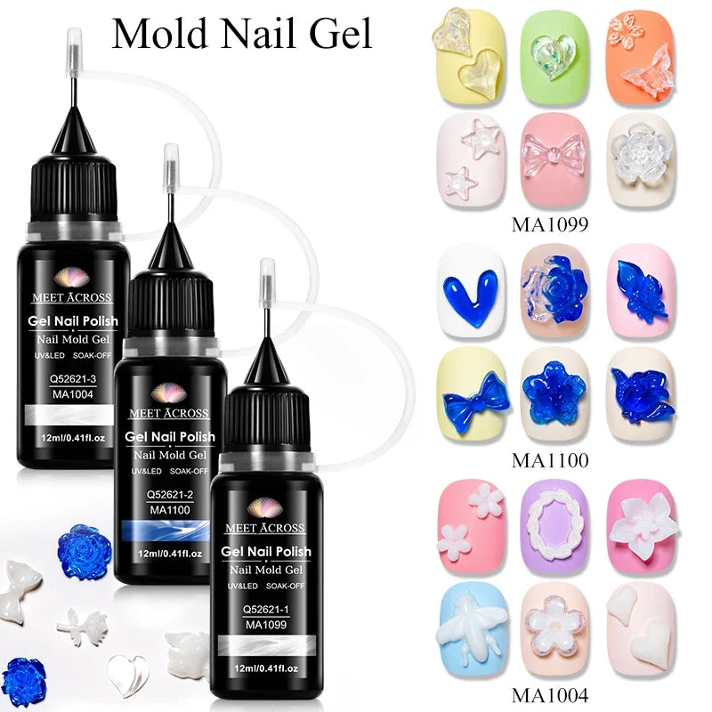12ml 3D Model Nail Art Gel Clear White Blue Waterproof Sculpting gel Nail Art DIY Design Gel for Intricate Carvings & Shapes