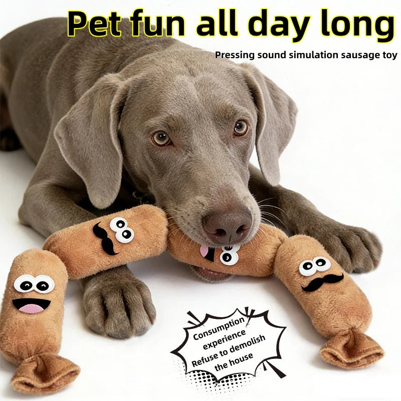Simulated Sausage Dog Chew Toy Soft Plush BB Squeaker Press-to-Squeak Durable Chew Resistant Dog Entertainment Boredom Toy