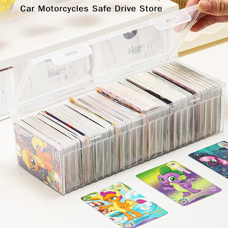 Clear Plastic Compartmentalized Organizer Box Large Capacity Game Cards Storage Box Portable With Adjustable Divider For Cards
