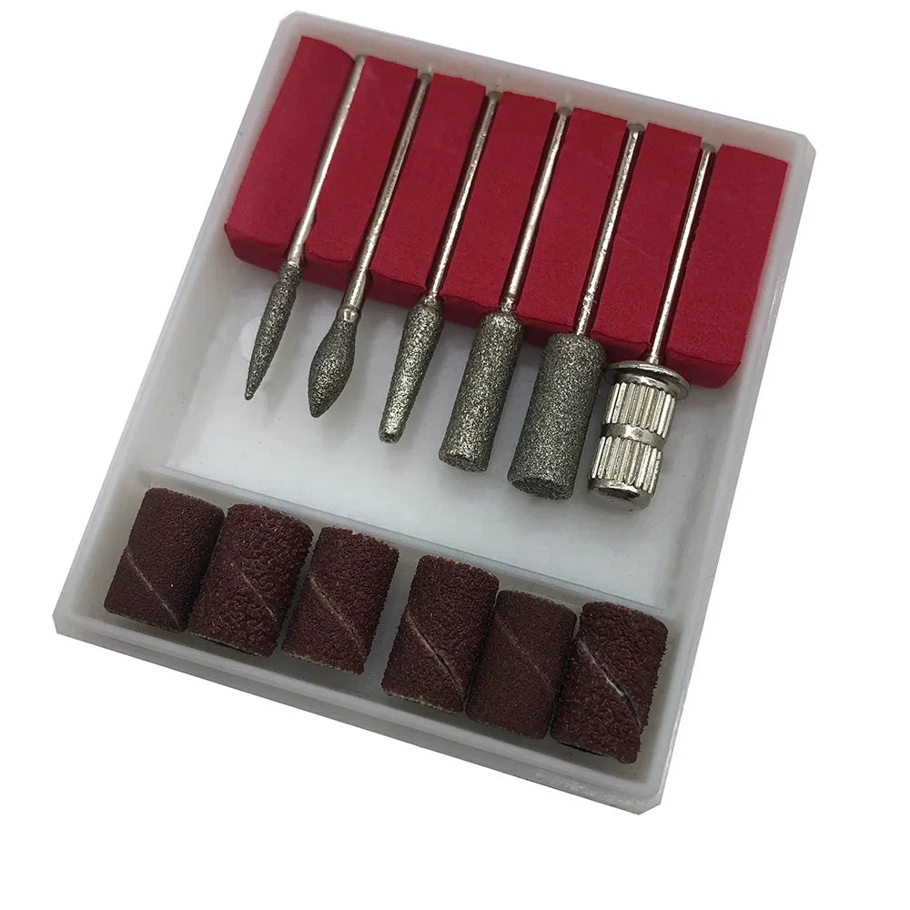 6Pcs/Sets Nail Drill Bits Kit Polish Tips Electric Nail File Bit Replace Sandpaper Sanding Bands Manicure Tools