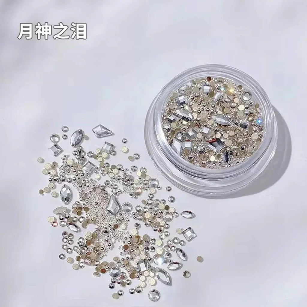 1/4pcs Nail Accessories Set Multi Shape Crystal Pink Water Diamond Round Bead Diamond Jewelry Nail Art Creation Decoration