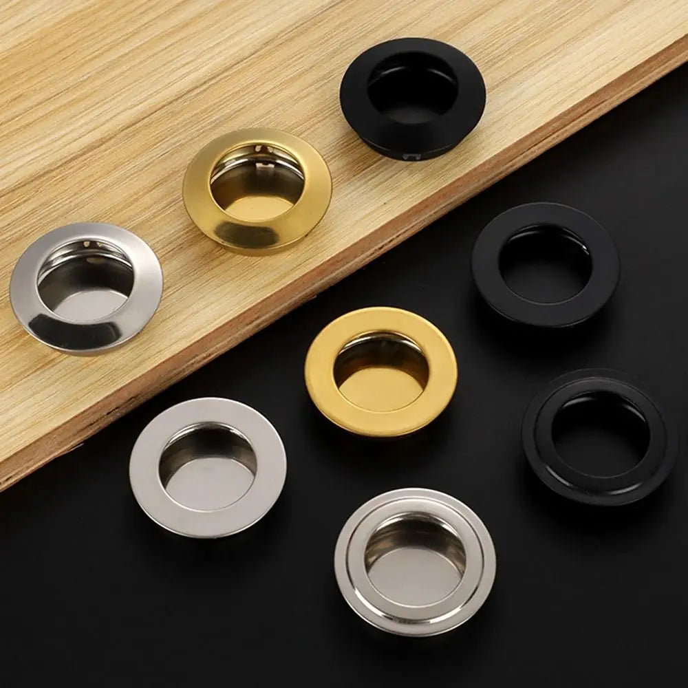 35mm Round Recessed Door Handle Invisible Stainless Steel Sliding Door Pull Wardrobe Cupboard Knob Modern Furniture Hardware