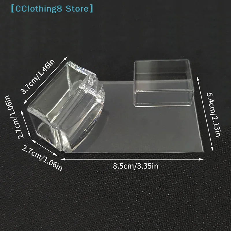 Transparent Rectangle Nail Art Stamper With Scraper Silicone Head Transfer Tool Fast Clear Jelly Stamping Manicure【AliS8】