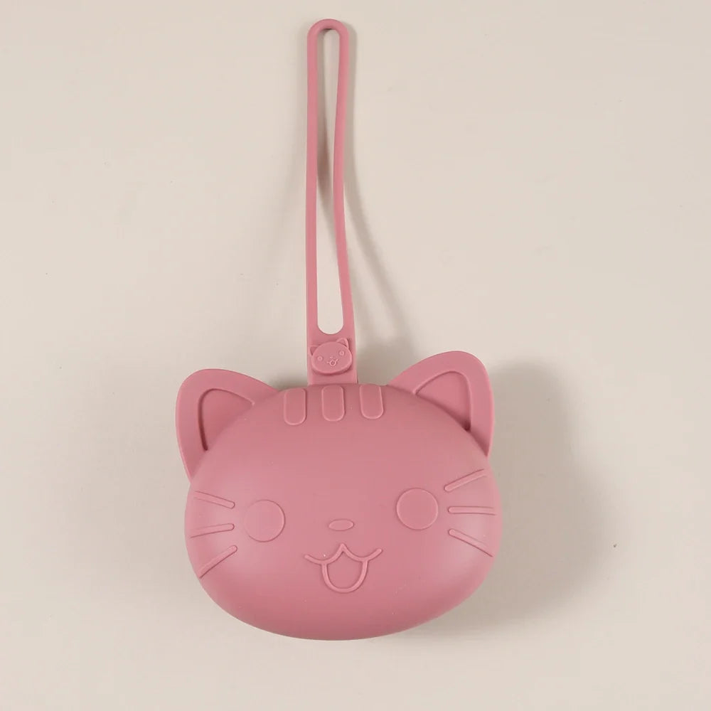 1pc Custom Name Baby Pacifier Storage Bag Food Grade Silicone Cat Shape Cute Pacifier Bag