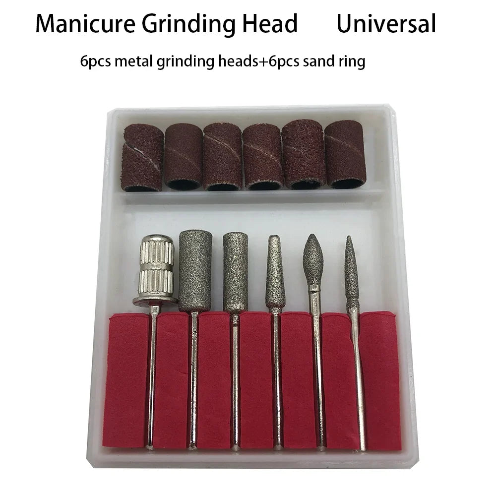 6Pcs/Sets Nail Drill Bits Kit Polish Tips Electric Nail File Bit Replace Sandpaper Sanding Bands Manicure Tools