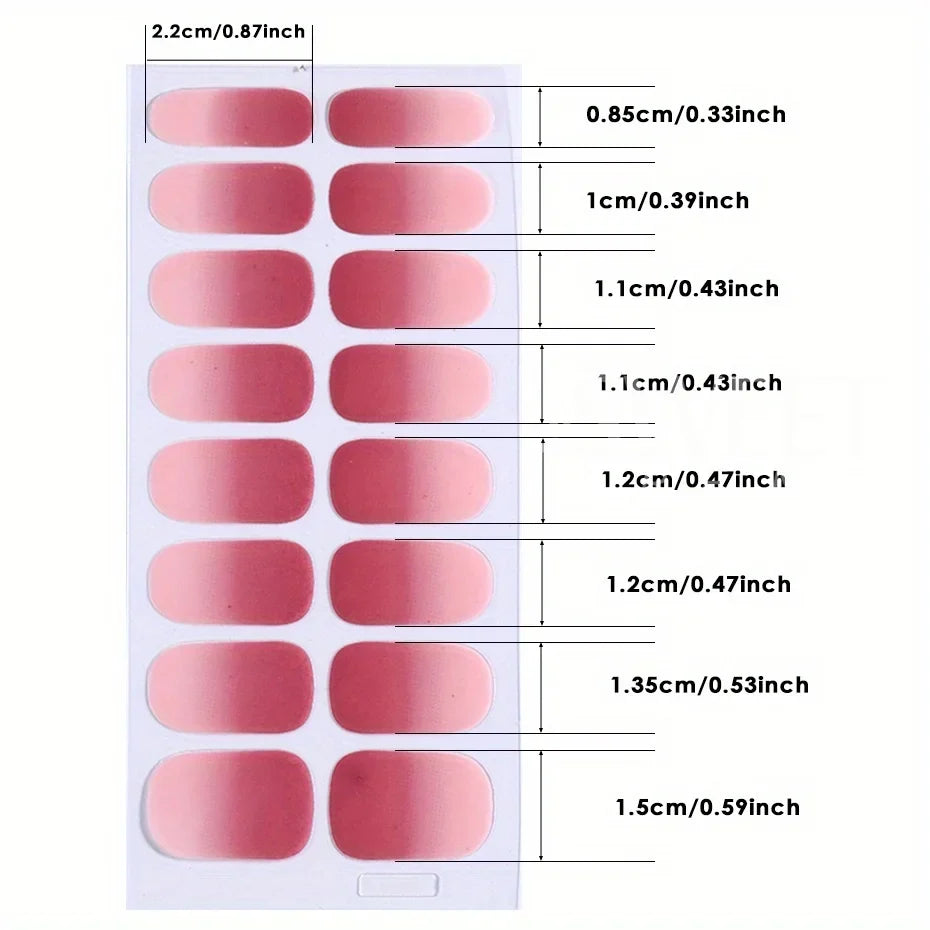6pcs Ombre Color Gel Nail Polish Sticker Pink Blue Gradient Design Simple Adhesive Decal Full Cover Manicure With File Stick Set