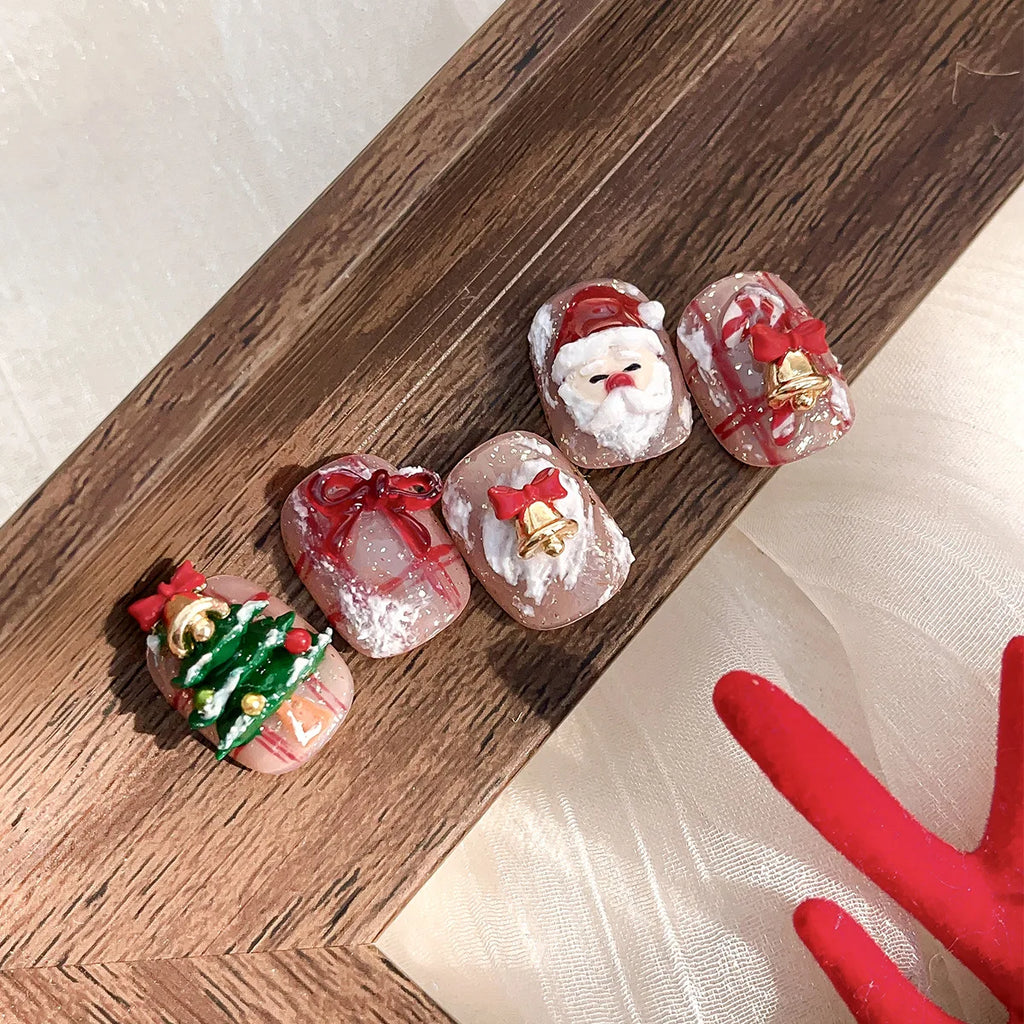 10pc 3D Christmas Bell Nail Art Charms Accessory Bow Gold and Silver Alloy Exquisite Bell Luxury Nails Decorations Supplies DIY