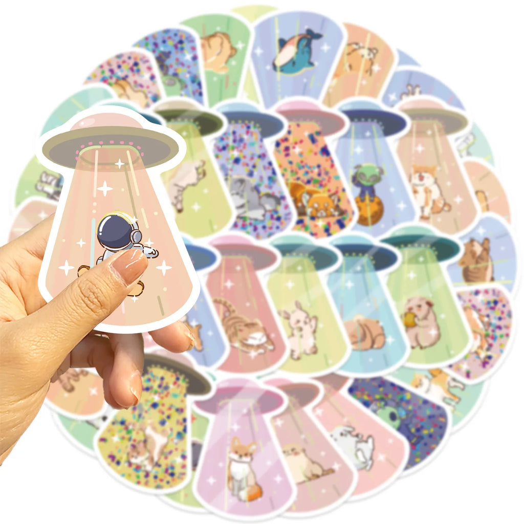 50PCS UFO Kidnapped Friend Stickers Graffiti Stickers DIY Diary Phone Case Handmade Scrapbook Aesthetic Stickers